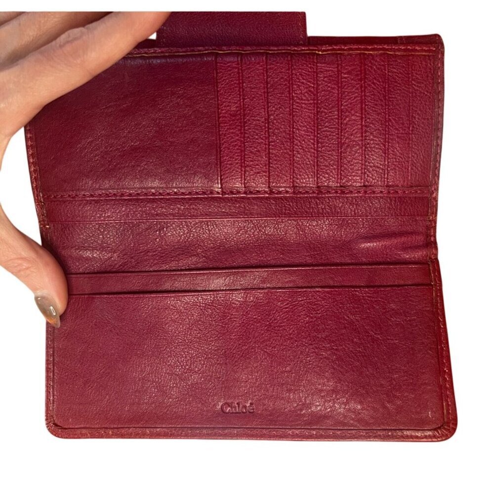 Chloé Burgundy Leather Snap Closure Wallet - Picture 13 of 16